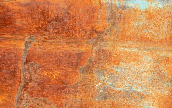 赤い錆の壁の背景、経年変化したヴィンテージの表面、水平. — ストック写真