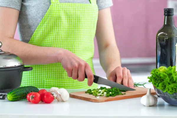 Chopped Vegetables Fresh Salad Cutting Board Dinner Close Clean Healthy — 스톡 사진