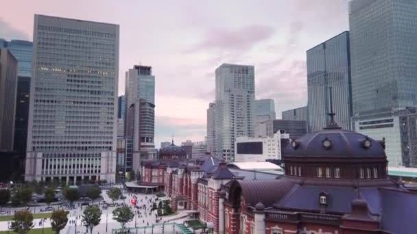 Japonya 'daki Tokyo istasyonunun yüksek açılı videosu. — Stok video