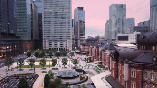 Высокоугольное видео станции Токио в Японии . — стоковое видео