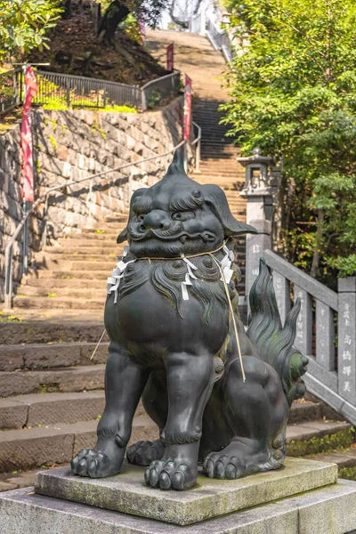 Tokyo Japón Marzo 2020 Estatua Bronce Guardián Mitológico Komainu León —  Fotos de Stock