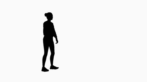 Silhouette Isolata Donna Squat Exercice — Video Stock