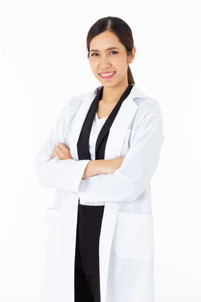 Portrait Asian Attractive Young Female Doctor White Coat Medical Science — Stock Photo, Image