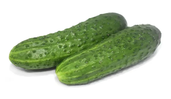 Komkommer Geïsoleerd Witte Achtergrond Met Clipping Pad Twee Komkommers — Stockfoto