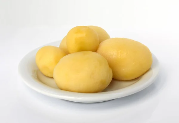 Patatas Peladas Hervidas Blanco —  Fotos de Stock