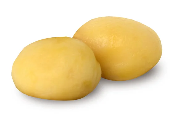 Βρασμένες Αποφλοιωμένες Πατάτες Λευκό — Φωτογραφία Αρχείου