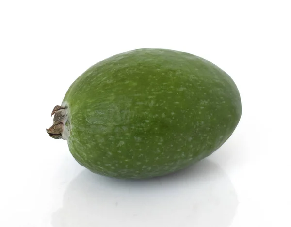 Φρούτα Feijoa Απομονωμένα Πράσινο Feijoas Λευκό Φόντο Κοντινό Πλάνο — Φωτογραφία Αρχείου