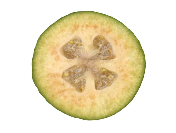 Een Plak Feijoa Fruit Van Boven — Stockfoto