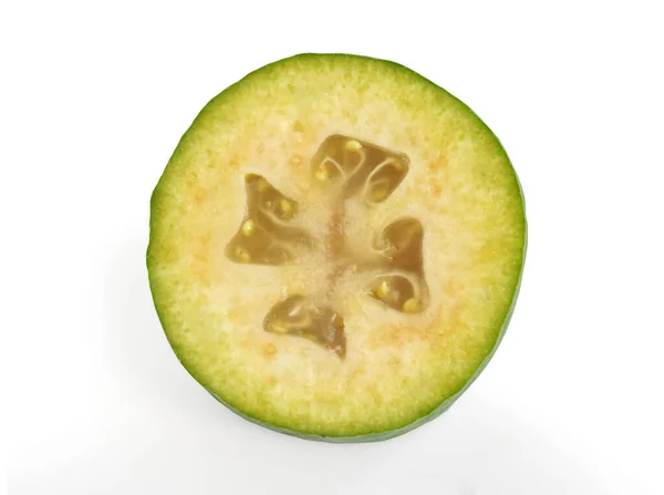 Een Plak Feijoa Fruit Van Boven — Stockfoto