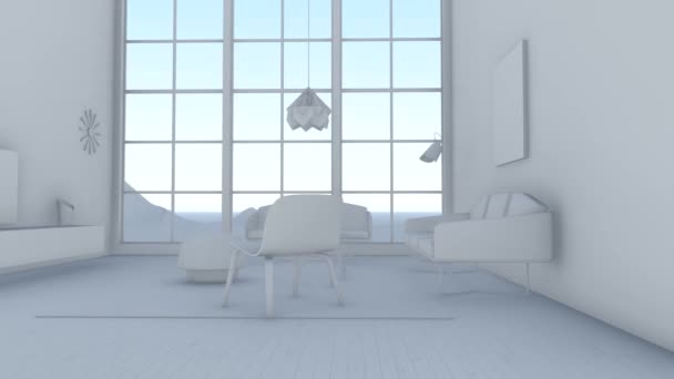 White Interior Room Furniture — Stock Video