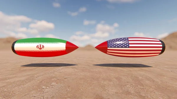 Usa Iran Conflict Concept Rendering — Stock Photo, Image