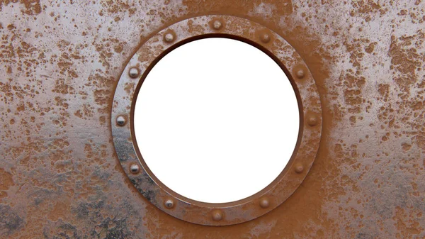 Okrągła Zardzewiała Metalowa Rama Odizolowana Białym — Zdjęcie stockowe