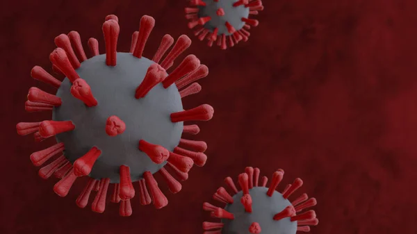 Covid Coronavirus Sullo Sfondo Rosso — Foto Stock
