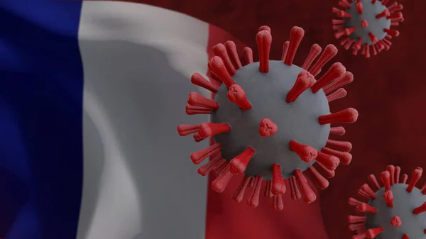 Covid Coronavírus Com Bandeira França Segundo Plano — Fotografia de Stock