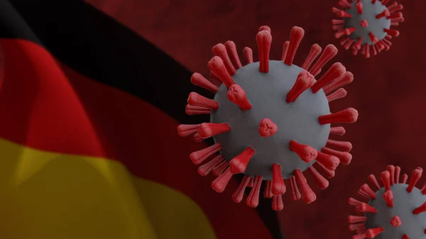 Covid Coronavirus Německou Vlajkou Pozadí — Stock fotografie