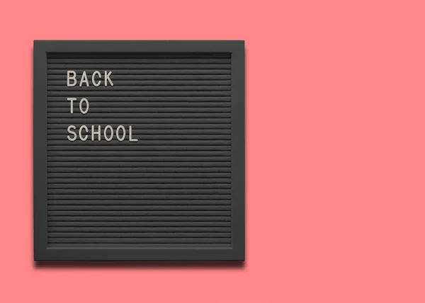 Text Back School Black Message Board Pink Background — Stock Photo, Image