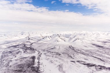 Bir helikopter pencere kış manzaraları