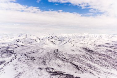 Bir helikopter pencere kış manzaraları