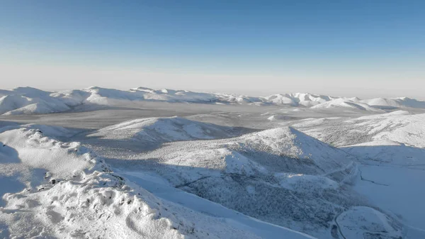 Dağ, sabah, kış, kar manzara