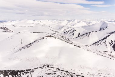 Bir helikopter pencere kış manzaraları