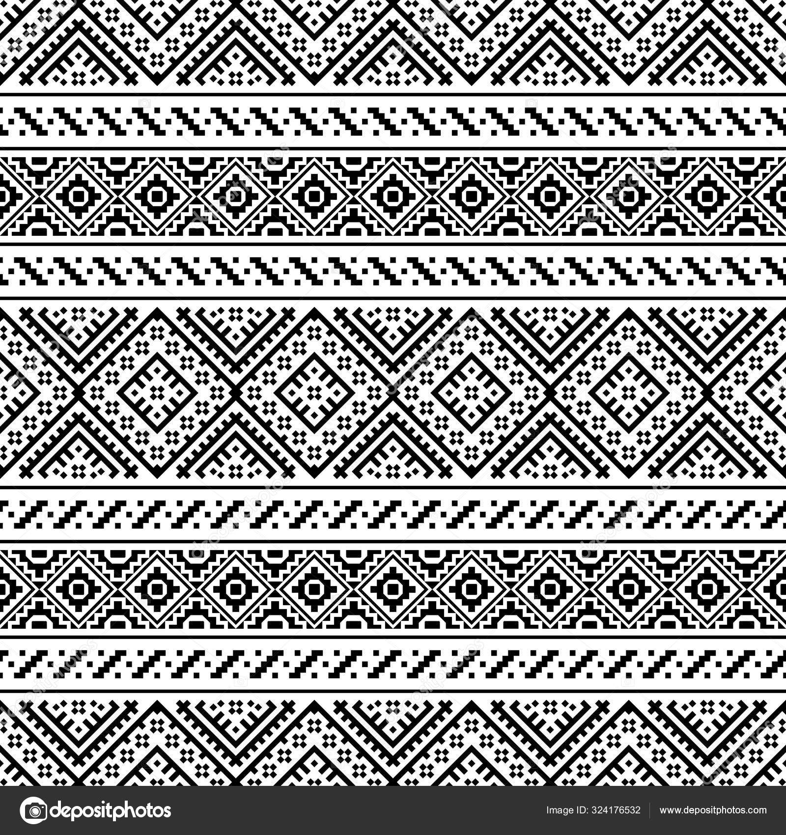 Ethnic Aztec Pattern Illustration Design Black White Color Design ...