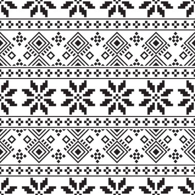 Beyaz arka planda Noel Etnik şablonu. Süs. Sınır. Kusursuz bir örnek. Arka plan olarak kullanılabilir. Vektör illüstrasyonu.
