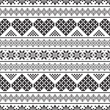 Beyaz arka planda Noel Etnik şablonu. Süs. Sınır. Kusursuz bir örnek. Arka plan olarak kullanılabilir. Vektör illüstrasyonu.