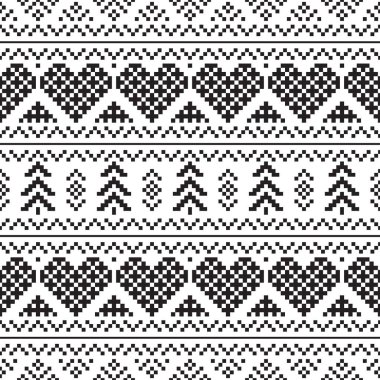 Beyaz arka planda Noel Etnik şablonu. Süs. Sınır. Kusursuz bir örnek. Arka plan olarak kullanılabilir. Vektör illüstrasyonu.