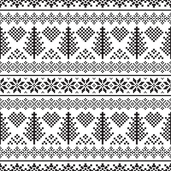 Weihnachten Ethnische Muster Auf Weißem Hintergrund Ornament Grenze Nahtlose Probe — Stockvektor