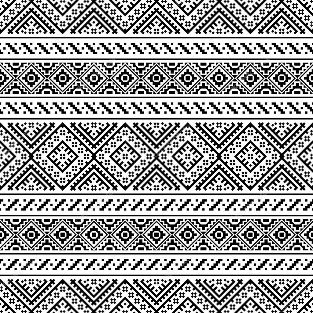 Ethnic Aztec Pattern Illustration Design in black and white color. design For Background, Frame, Border or Decoration. Ikat, geometric pattern, native Indian, Navajo, Inca Design