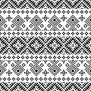 Siyah ve beyaz renkli kabile etnik kalıpları. Fırın alanı veya çerçeve için tasarım