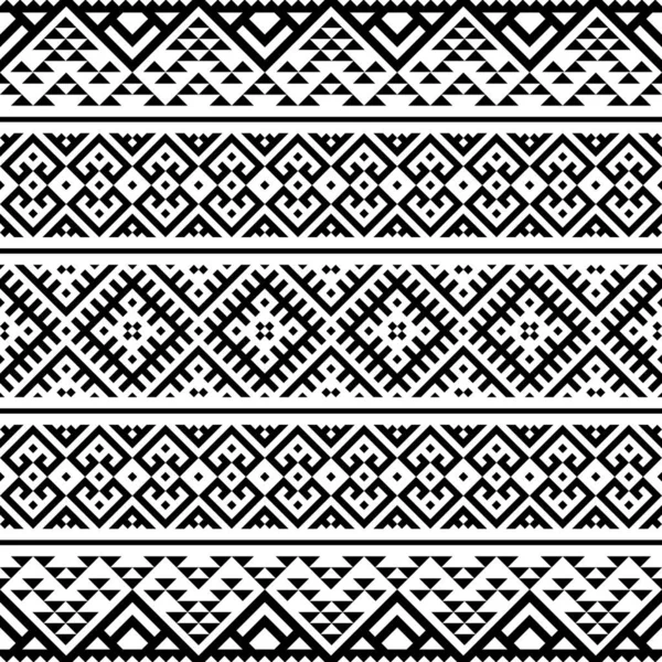 Seamless Ethnic Pattern Black White Color Aztec Tribal Vector Design — Stock Vector