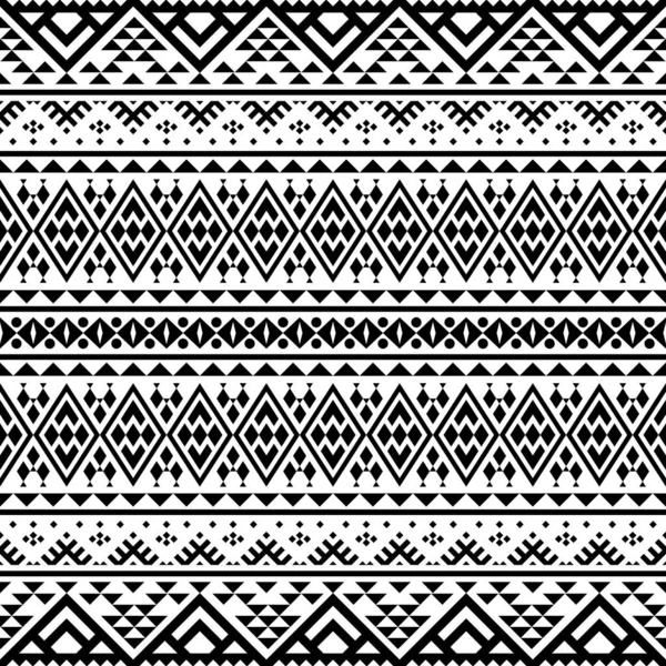 Бесшовный Этнический Узор Черно Белого Цвета Дизайн Ацтекского Племенного Вектора — стоковый вектор