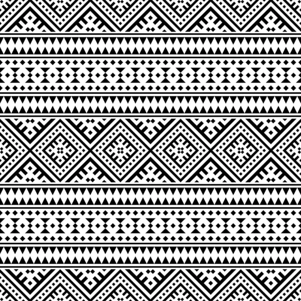 Nahtlose Ethnische Muster Schwarz Weißer Farbe Aztekisches Stammesvektordesign — Stockvektor