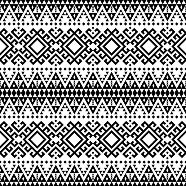Seamless Ethnic Pattern Black White Color Aztec Tribal Vector Design — Stock Vector