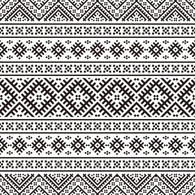 Siyah ve beyaz renklerde kusursuz Etnik desen. Bw Kabilesi Aztek Deseni