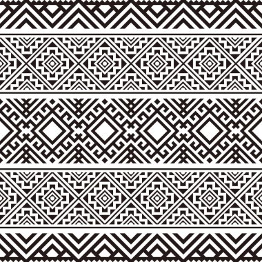 Siyah ve beyaz renklerde kusursuz Etnik desen. Bw Kabilesi Aztek Deseni