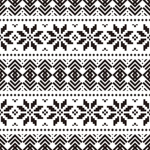 Knitted Christmas Ethnic Pattern White Background Ornament Border Seamless Sample — Stock Vector