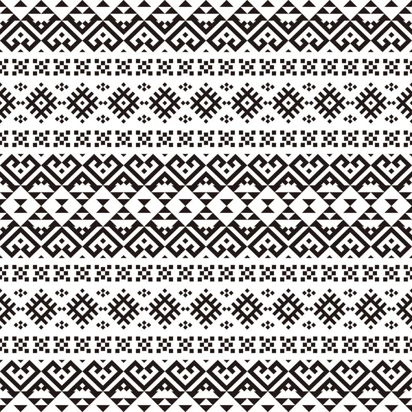 Model etnic fără sudură în alb-negru. Negru alb Tribal Aztec model — Vector de stoc