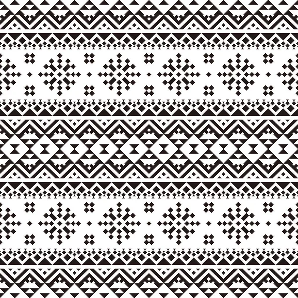 Modèle ethnique sans couture en noir et blanc. Modèle Aztèque Tribal Blanc Noir — Image vectorielle