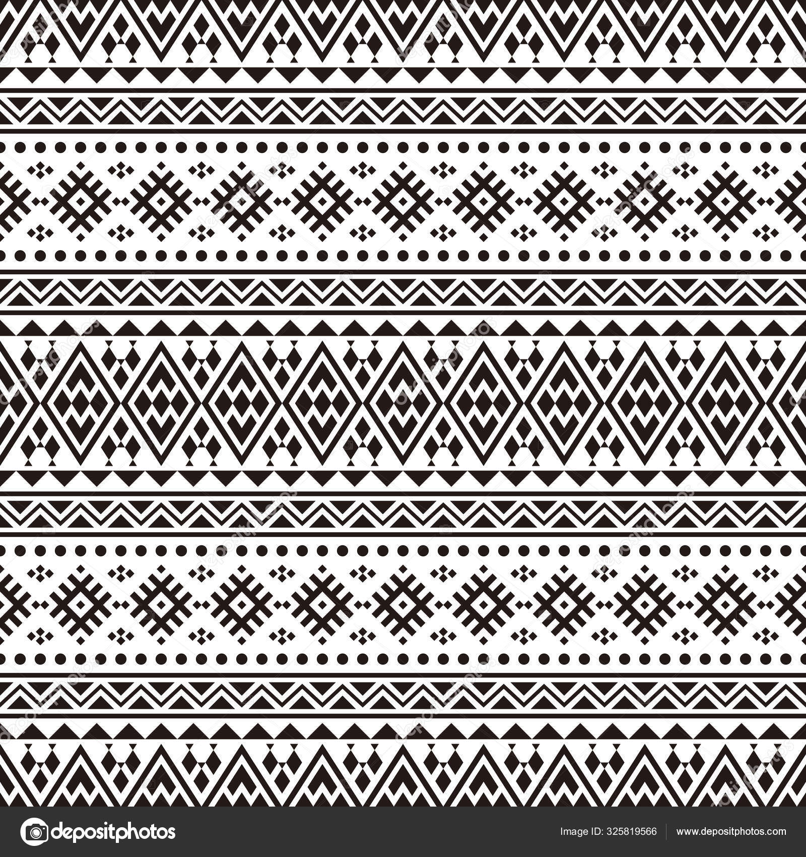 Seamless Ethnic Pattern in black and white color. Black White Tribal ...