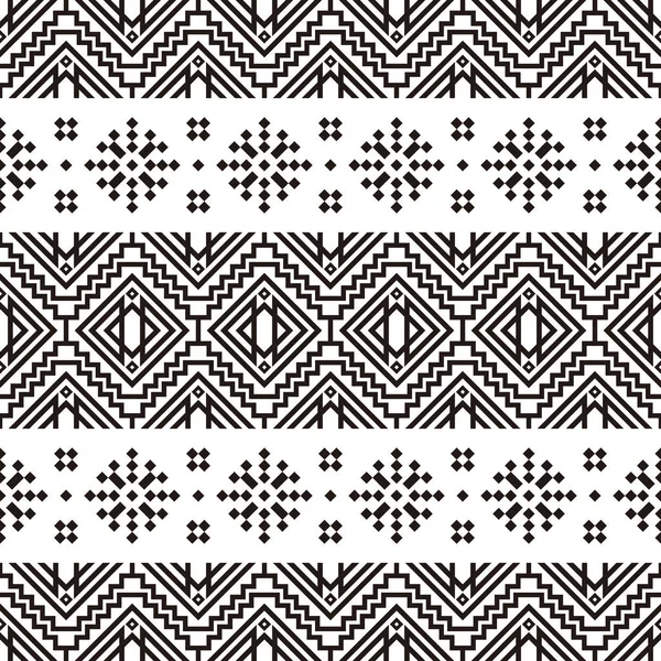 Ikat Ethnic Aztec Pattern Diseño de ilustración en color blanco y negro — Archivo Imágenes Vectoriales