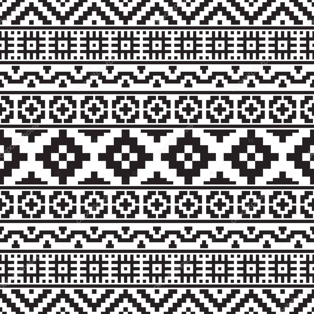 Tribal ethnic pattern in black and white color. Design for background or frame