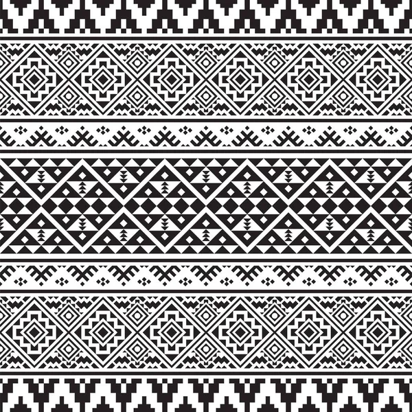 Diseño Ikat Ethnic Pattern en color blanco y negro para marco o borde — Archivo Imágenes Vectoriales