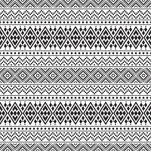 Płynny wzór etniczny w kolorze czarno-białym. Projekt wektora plemiennego Azteków — Wektor stockowy