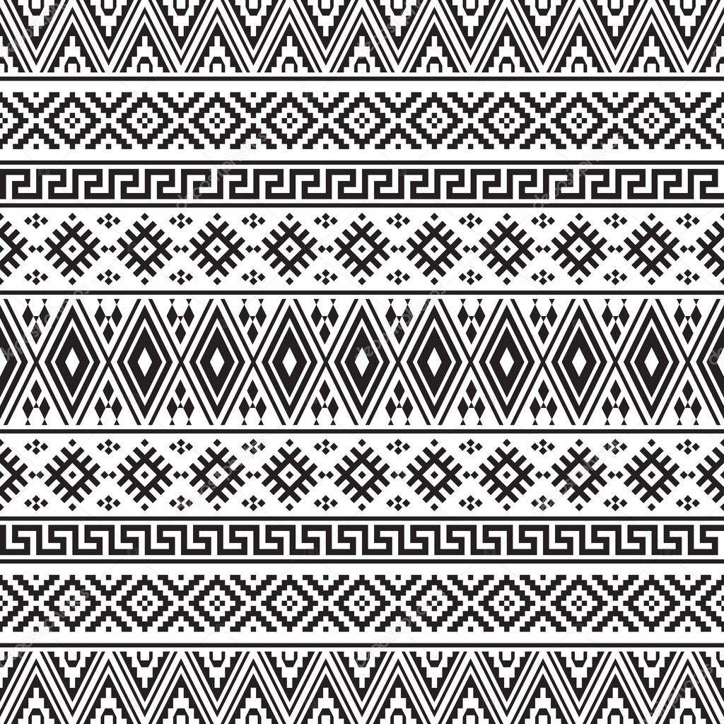 Ikat ethnic pattern vector black white color. Tribal Pattern