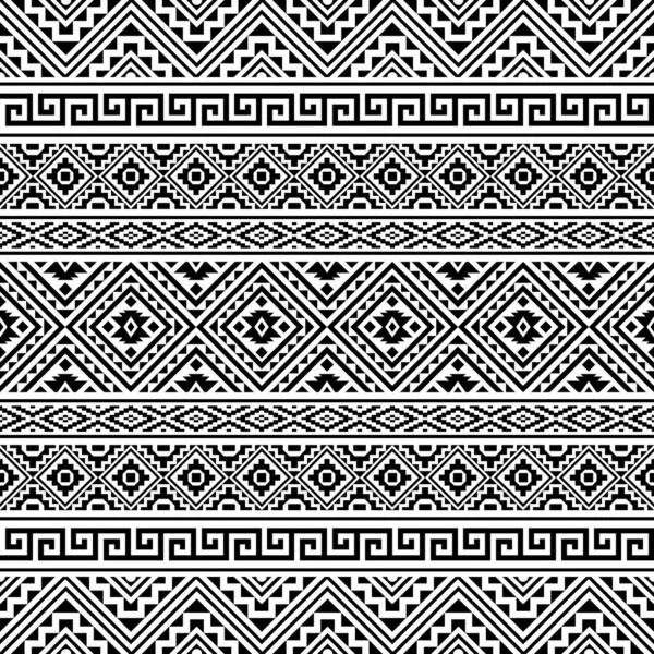 Illustration de motif aztèque ethnique Design en noir et blanc — Image vectorielle