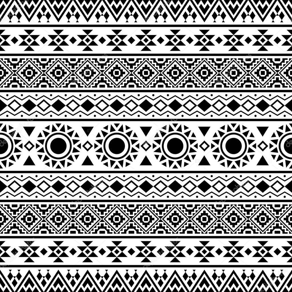 Tribal ethnic pattern in black and white color. Design for background or frame