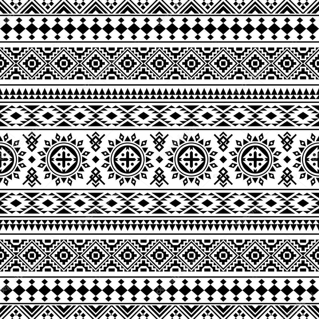 Tribal ethnic pattern in black and white color. Design for background or frame