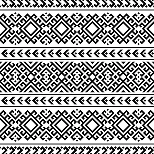 Geometrisches Stammesmuster in schwarzer und weißer Farbe — Stockvektor